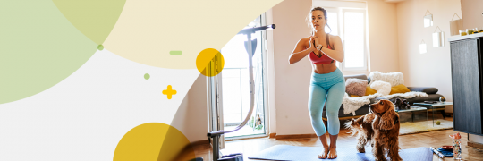 Woman exercising at home