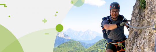 Patient climbing a mountain