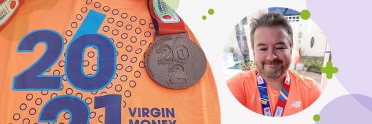 Marathon medal and patient portrait